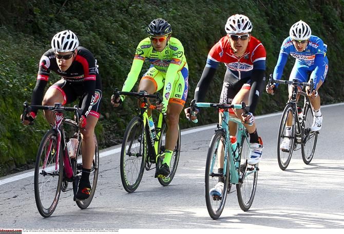 The GP Camaiore breakaway:Silvio Giorni (Area Zero Pro Team), Daniele Colli (Neri Sottoli - Yellow Fluo), Riccardo Donato (MG Kvis - Trevigiani) and Johnny Hoogerland (Androni Giocattoli)