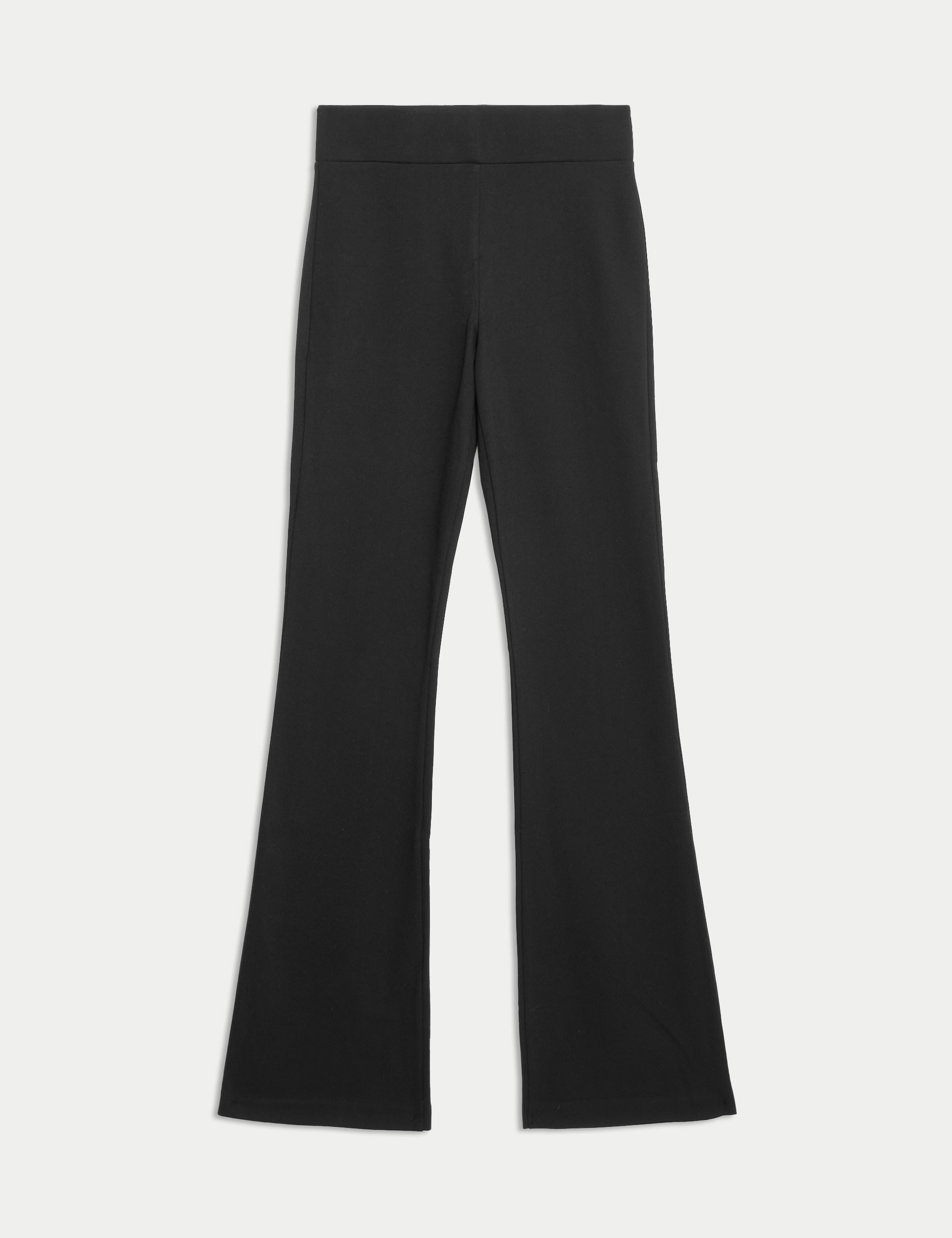 jersey elastic waist flared trousers