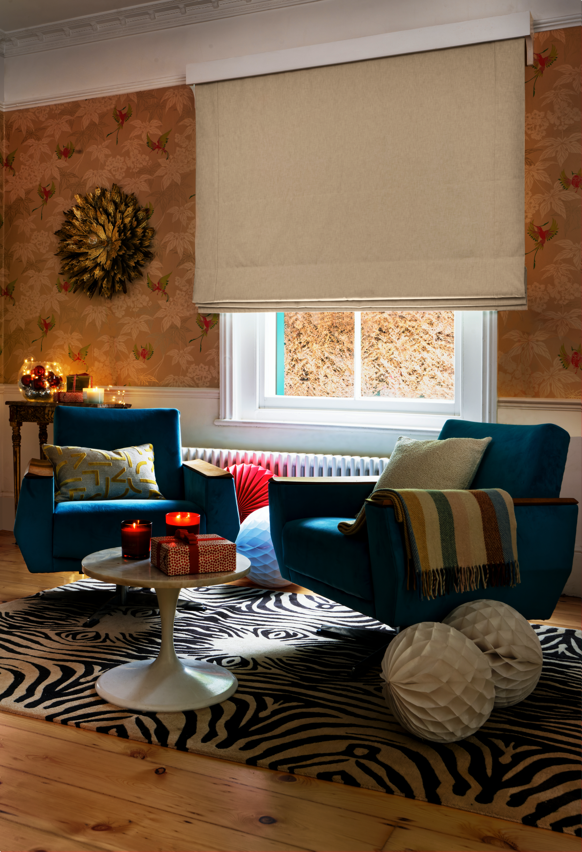 Harper Almond Electric Roman Blind