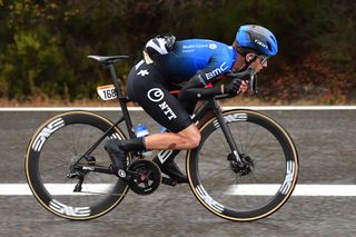 Gino Mäder (NTT Pro Cycling) gets aero on stage 15 of the 2020 Vuelta a España