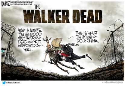 Political cartoon U.S. Scott Walker Walking Dead