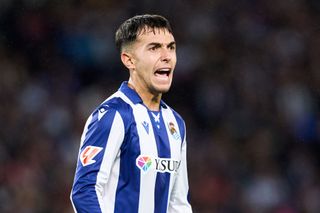 SAN SEBASTIAN, SPAIN - NOVEMBER 10: Martin Zubimendi of Real Sociedad reacts during the LaLiga match between Real Sociedad and FC Barcelona at Reale Arena on November 10, 2024 in San Sebastian, Spain. (Photo by Juan Manuel Serrano Arce/Getty Images)