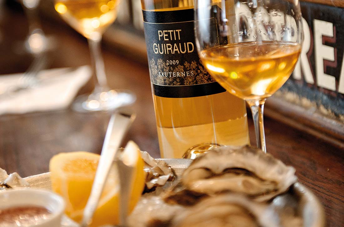 Serve fortified wines, sweet wines; Sauternes and oysters