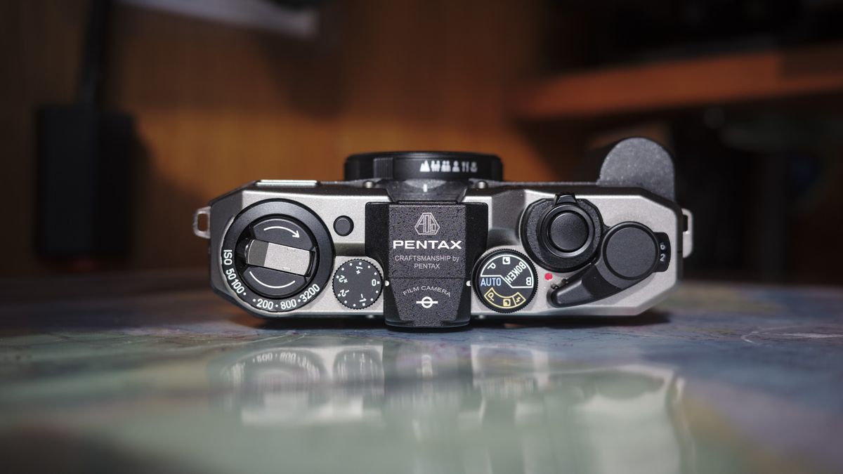 Pentax 17 compact film camera top down