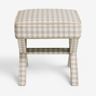 Nina Campbell Natural Bracken Check Walton Footstool