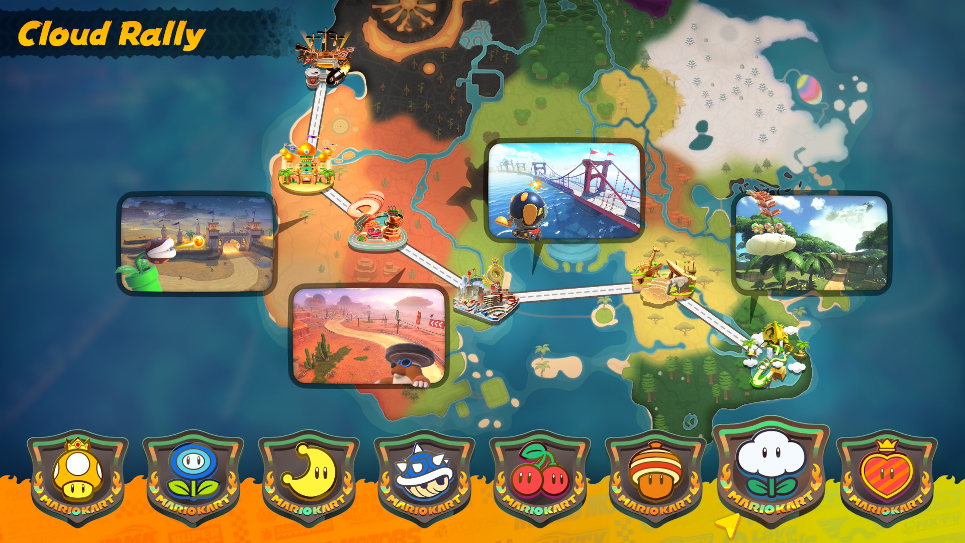 The Cloud Rally map in Mario Kart World