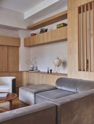 white oak minimalist living room