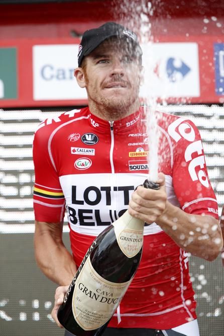 Champagne for Adam Hansen in the Vuelta