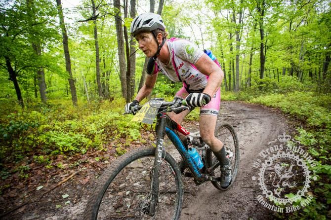 Sue Haywood (Stan's No Tubes Elite Women's Team) races toward victory in stage 3 of the Trans-Sylvania Epic