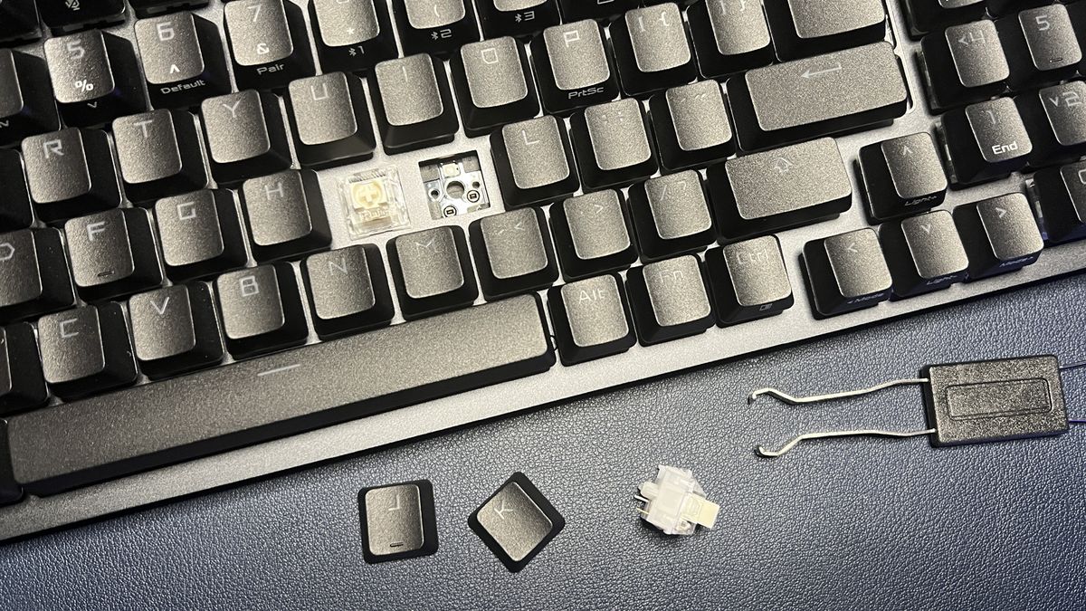 keyboard with switches and keycaps removed
