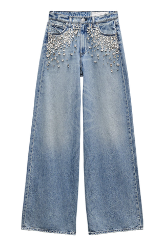 Rag & Bone Featherweight Sofie Embellished High-Rise Wide-Leg Jeans