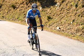 VALLTER 2000 SETCASES VALL CAMPRODON SPAIN MARCH 24 Alejandro Valverde Belmonte of Spain and Movistar Team during the 100th Volta Ciclista a Catalunya 2021 Stage 3 a 2031km stage from Canal Olmpic de Catalunya to Vallter 2000 Setcases Vall Camprodon 2125m Breakaway VoltaCatalunya100 on March 24 2021 in Vallter 2000 Setcases Vall Camprodon Spain Photo by David RamosGetty Images