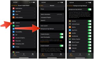 To toggle off background app refresh for Apple Watch: Tap the Apple Watch app on your iPhone Home screen. Choose General. Scroll down, select Background App Refresh Untoggle the apps you no longer want to use the feature or untoggle Background App Refresh to turn off the feature completely.