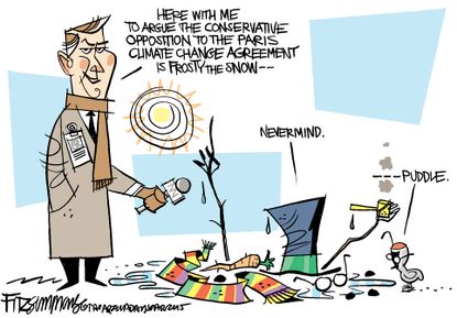 Editorial cartoon Climate Change Agreement Conservative Holiday