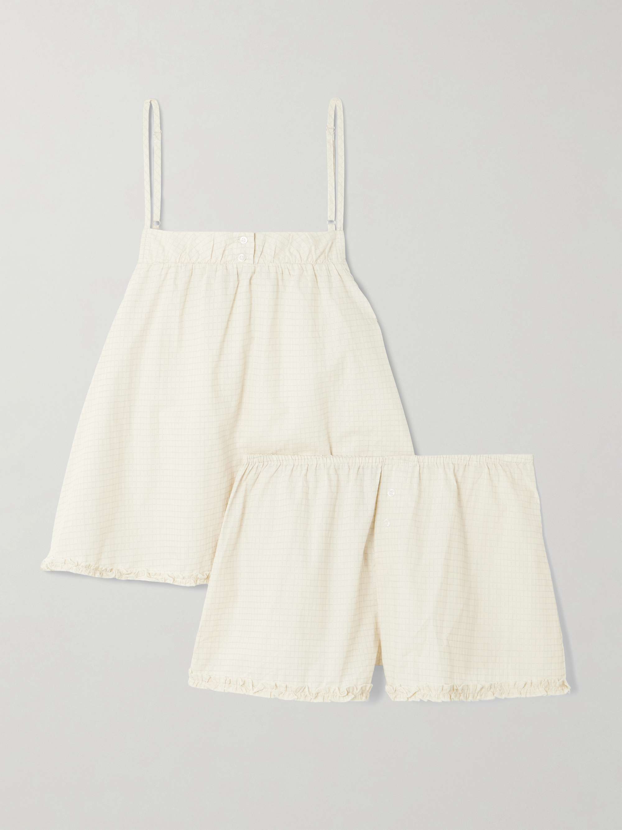 Ruffled Checked Cotton-Poplin Camisole and Shorts Set