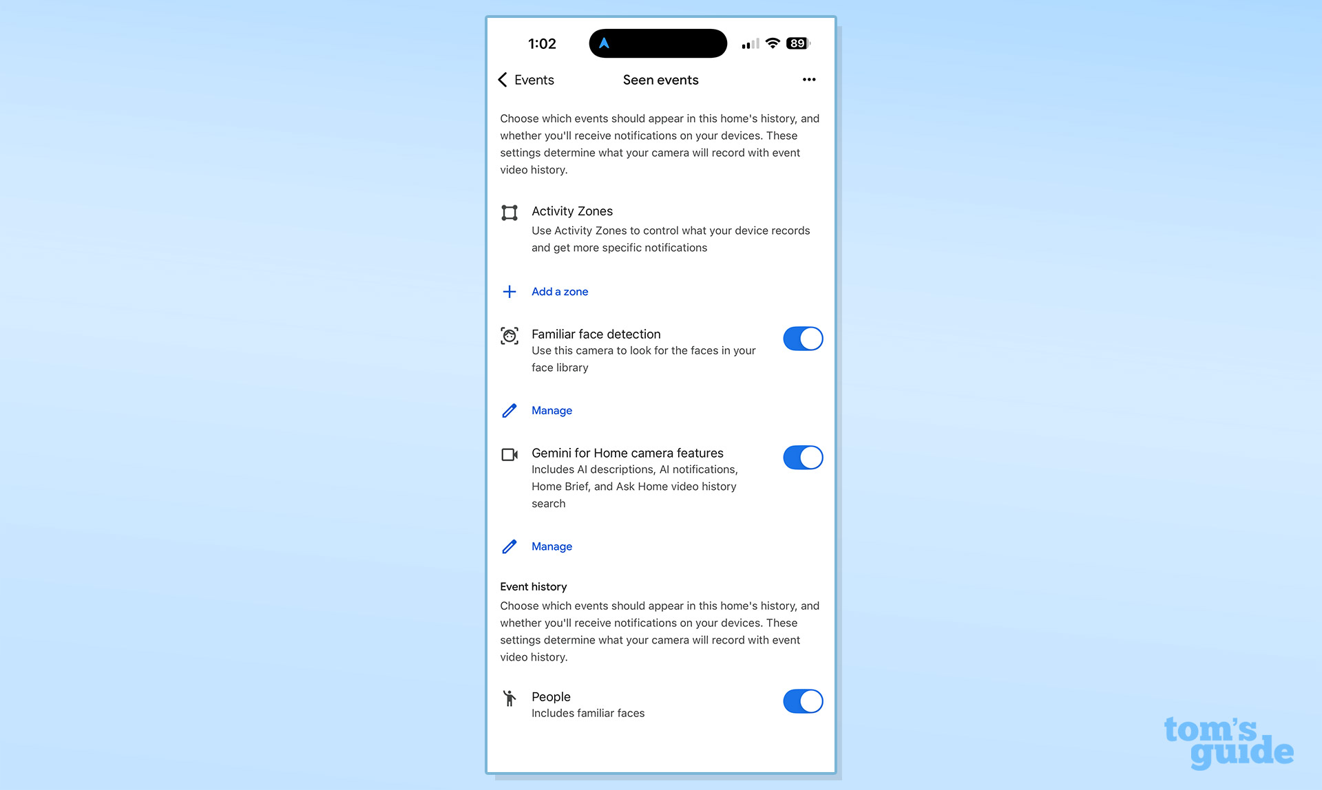 Screenshot of the Google Nest Doorbell (wired, 3rd gen) app
