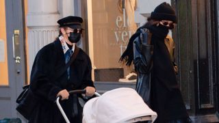 new york, new york december 15 gigi hadid l and bella hadid are seen in soho on december 15, 2020 in new york city photo by gothamgc images