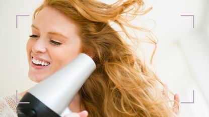 how to blow-dry hair main image of woman blow-drying own hair