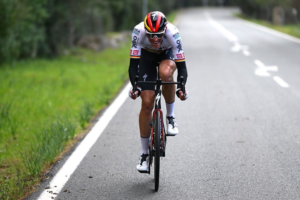 ALCUDIA SPAIN JANUARY 26 Nils Politt of Germany and Team BoraHansgrohe attacks during the 32nd Challenge Ciclista Mallorca 2023 Trofeo Ses Salines Alcdia a 1586km one day race from Ses Salines to Por DAlcdia ChallengeMallorca on January 26 2023 in Alcudia Spain Photo by Dario BelingheriGetty Images