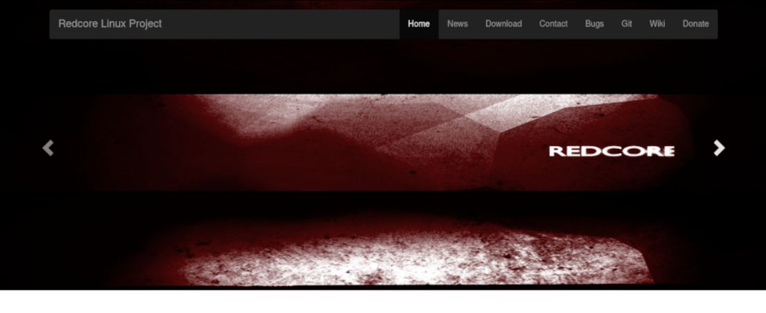 Screenshot of Redcore Linux&#039;s website