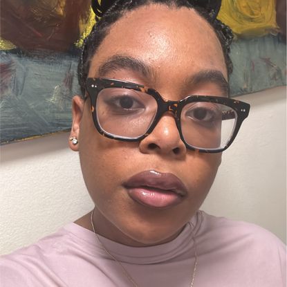 Ariel Baker testing MAC x JT collab