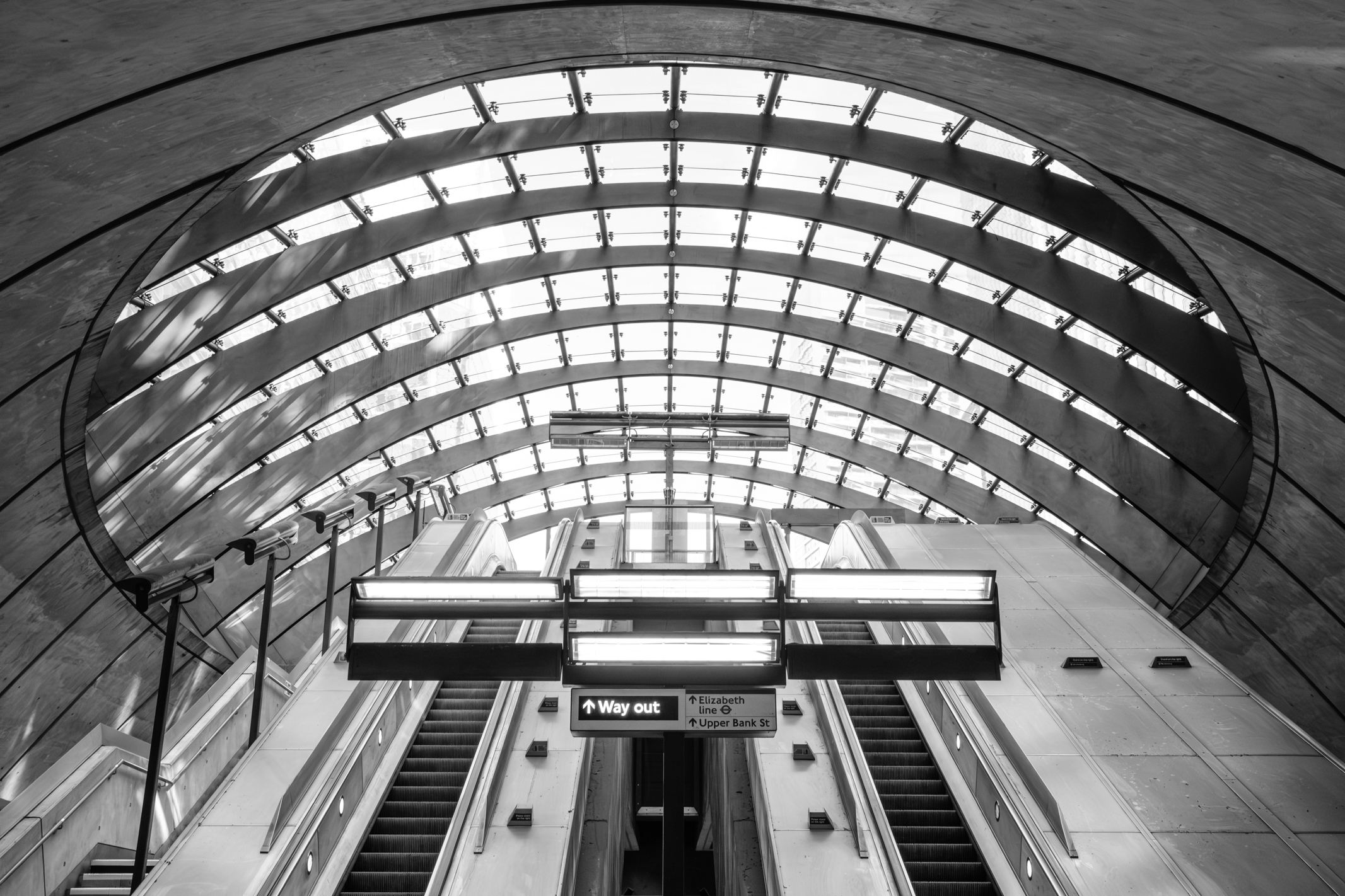 Fujifilm Film Simulation applied to a photo of Canary Wharf tube station in London