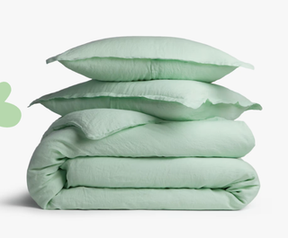 le FLEUR green linen duvet