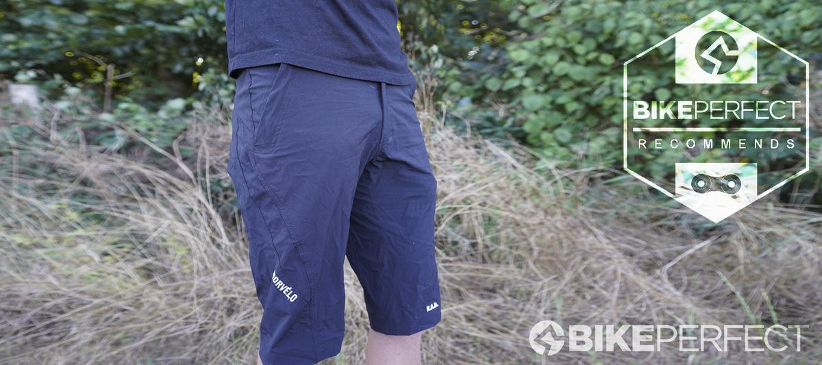 Mountain biker wearing Morvelo RAD mountain bike shorts