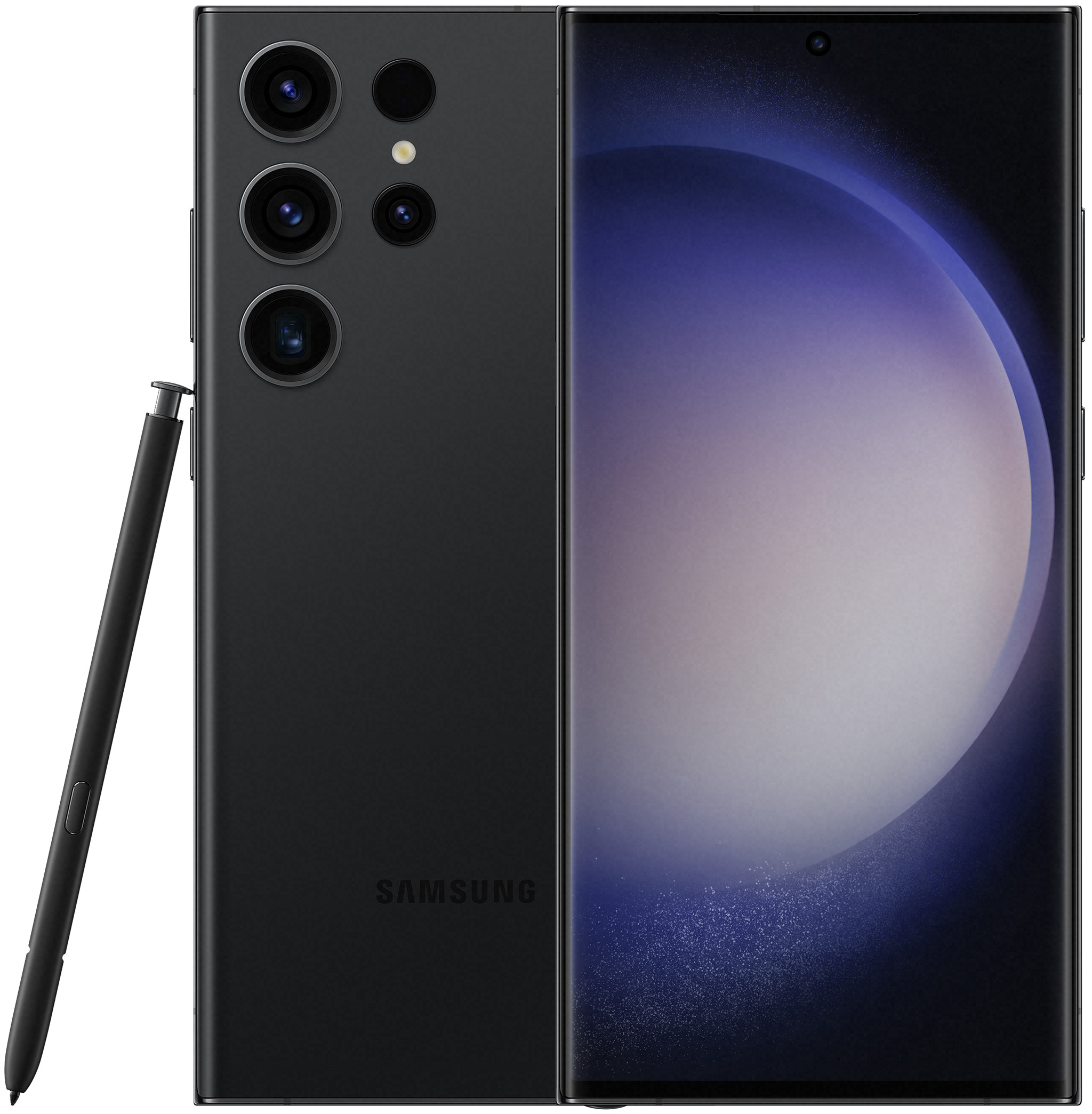 يتم عرض المنتج الرسمي لجهاز Samsung Galaxy S23 Ultra باللون الأسود