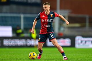 Albert Gudmundsson of Genoa, who is a reported transfer target for Tottenham, in action during the Serie A match between Genoa CFC and Hellas Verona in November 2023.