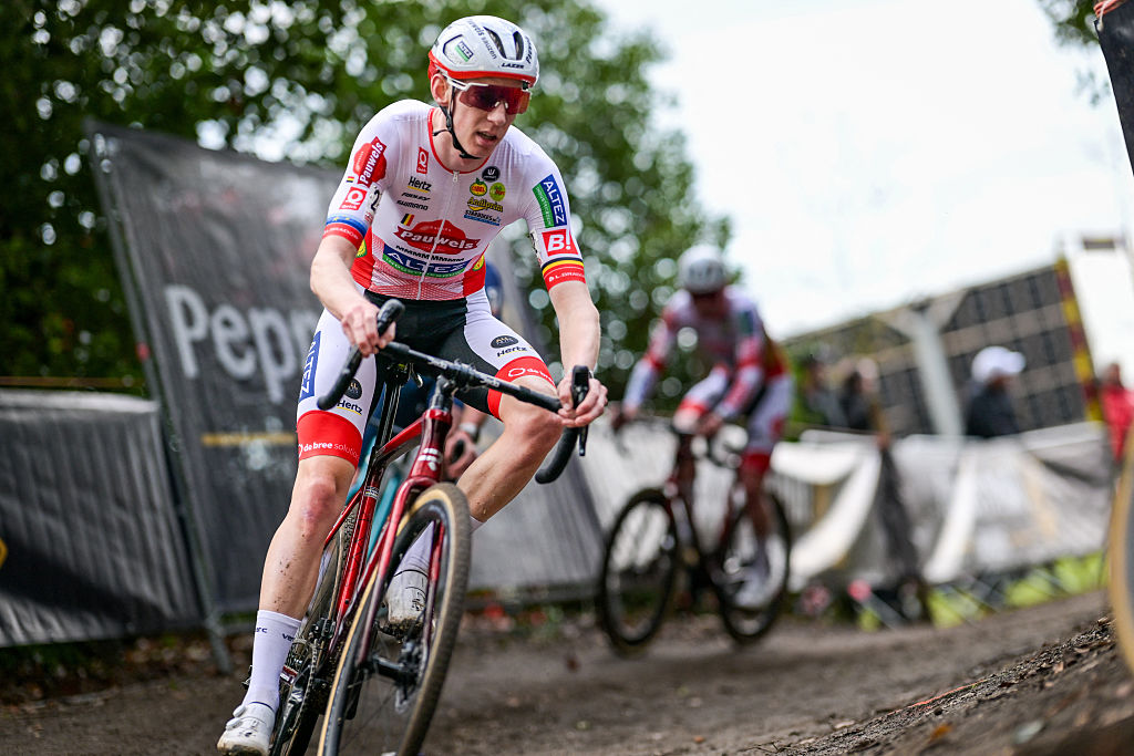 Belgium's Michael Vanthourenhout competes during the men's elite race of the 'Parkcross' cyclocross cycling event, race 6/7 in the 'Exact Cross' competition, in Maldegem on February 4, 2026 (Photo by DAVID PINTENS / Belga / AFP) / Belgium OUT