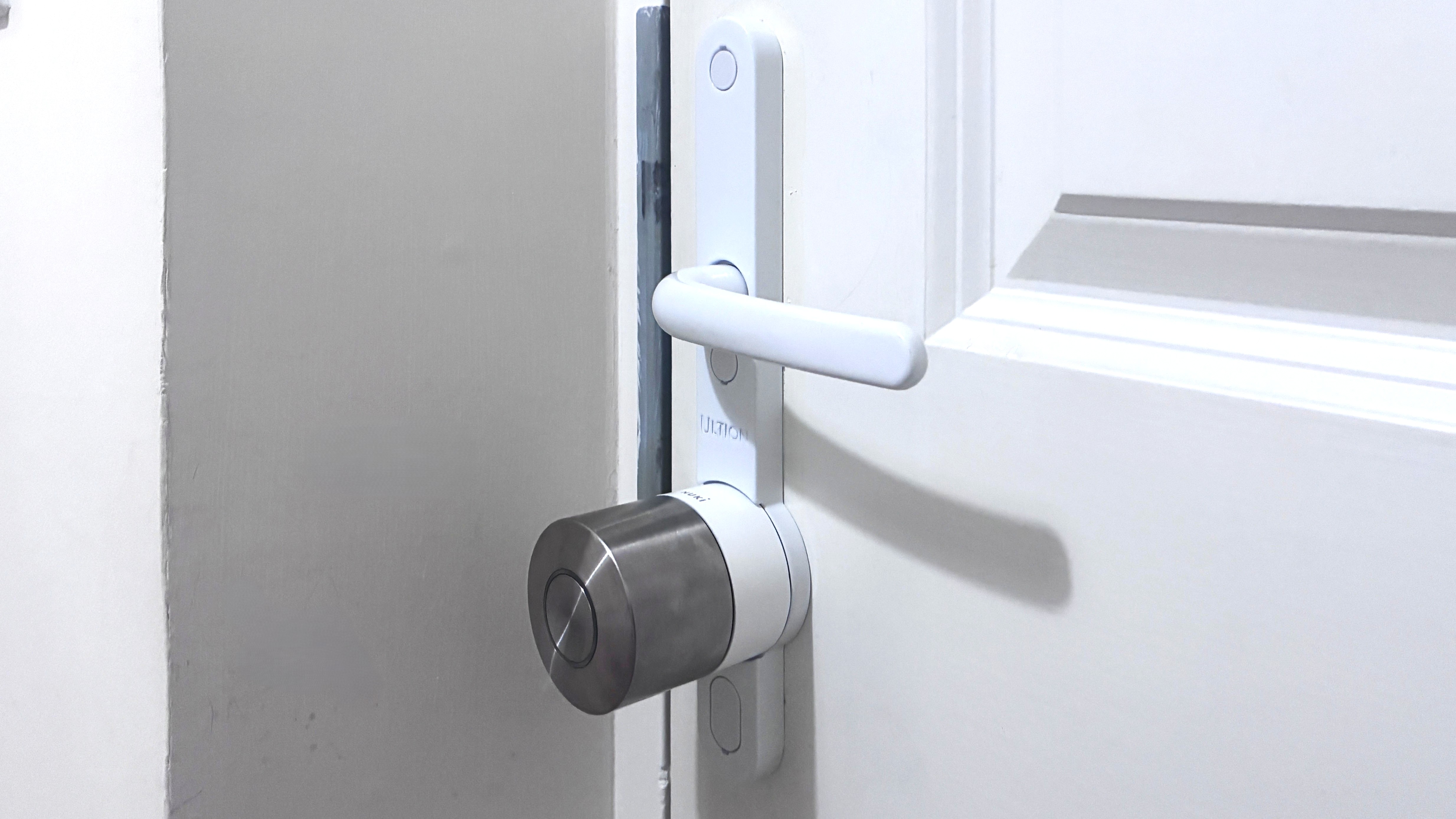 Ultion Nuki smart lock installed on interior of door