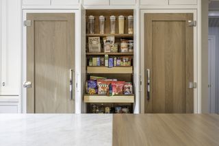 a small pantry in a modern kitchen