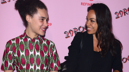 Rosario Dawson (R) and Daughter attend Refinery29's "29Rooms: Turn It Into Art" at 106 Wythe Ave on September 7, 2017 in New York City. 