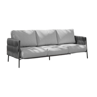 East Oak Life Chatter Outdoor Sofa, Outdoor Furniture 3 Seats With Waterproof Thick Cushions, Modern Patio Sofa Deep Seating for Outdoor Garden Porch Blackyard, Earth Black & Misty Grey