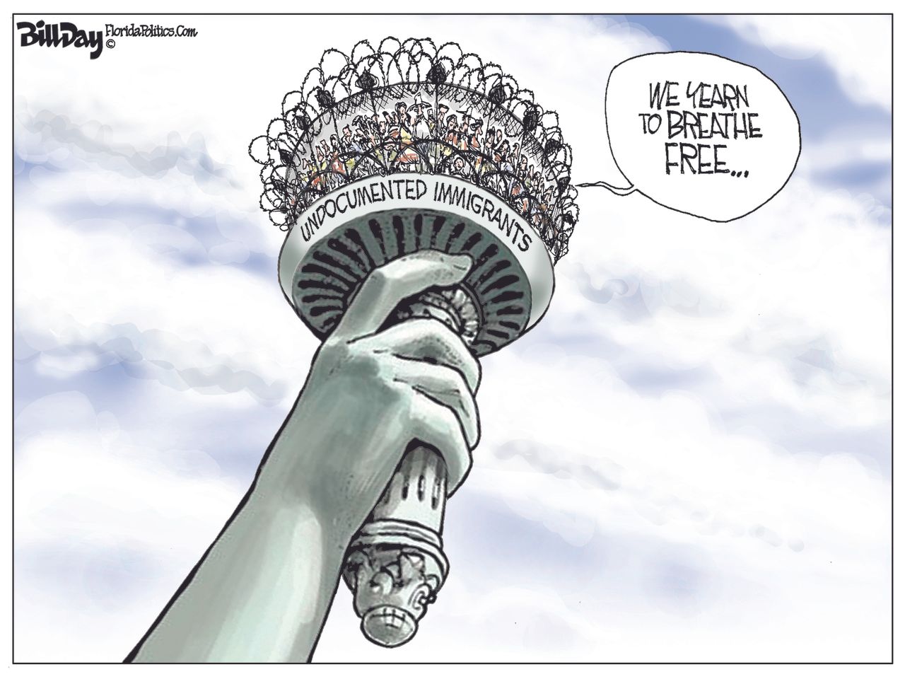 Political Cartoon U.S. immigrants statue of liberty&amp;amp;nbsp;