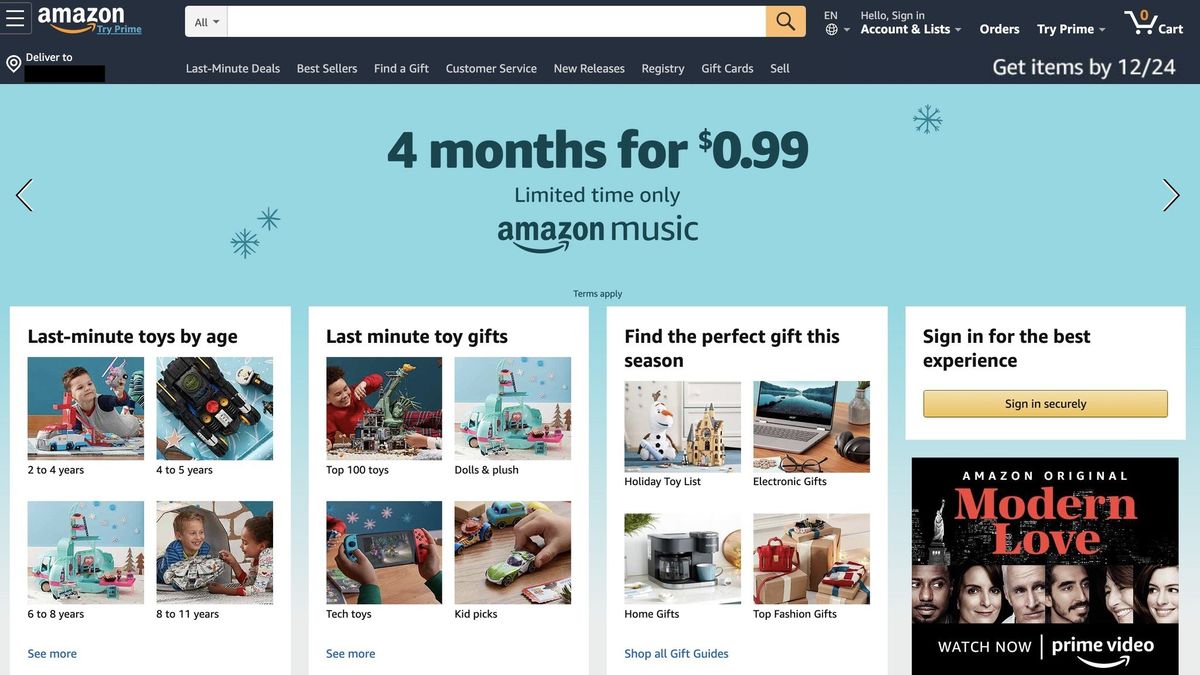 Amazon homepage