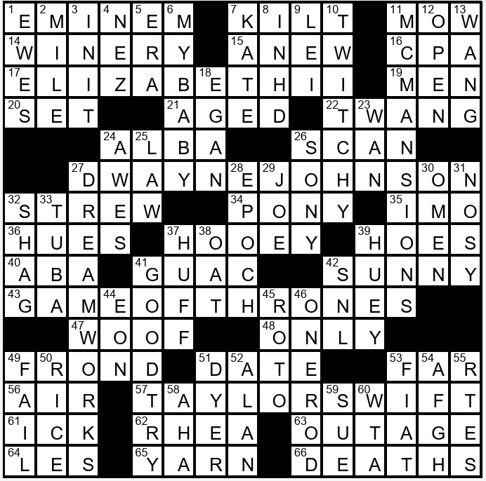 A solution to a crossword puzzle.