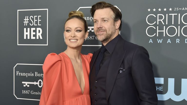 Olivia Wilde and Jason Sudeikis during the arrivals for the 25th Annual Critics' Choice Awards at Barker Hangar on January 12, 2020 in Santa Monica, CA. 