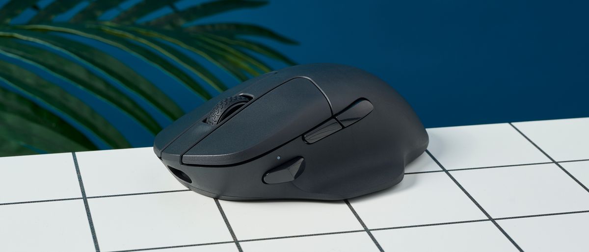 A black Keychron M7 wireless gaming mouse