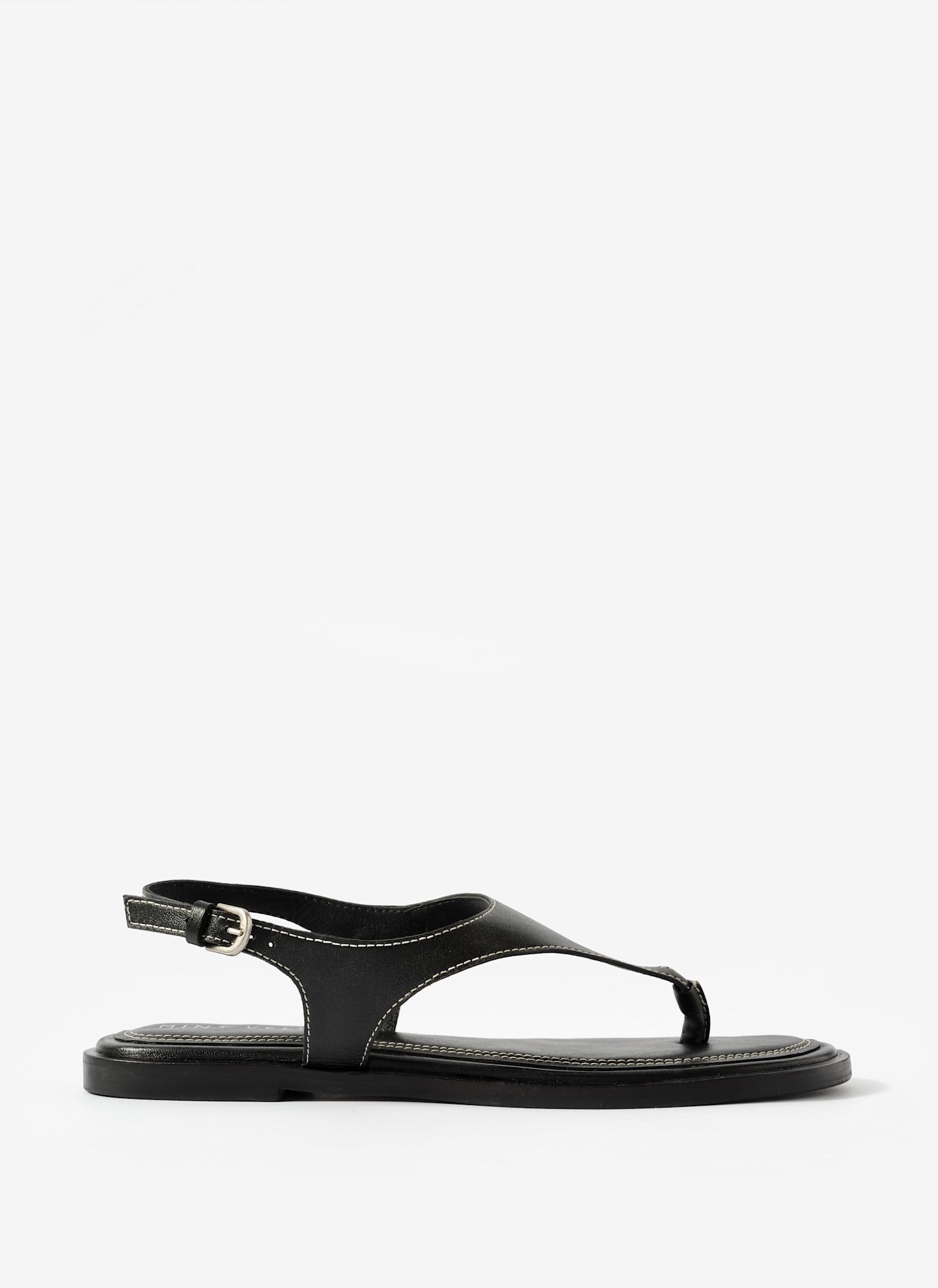 Luna Black Slingback Leather Sandals