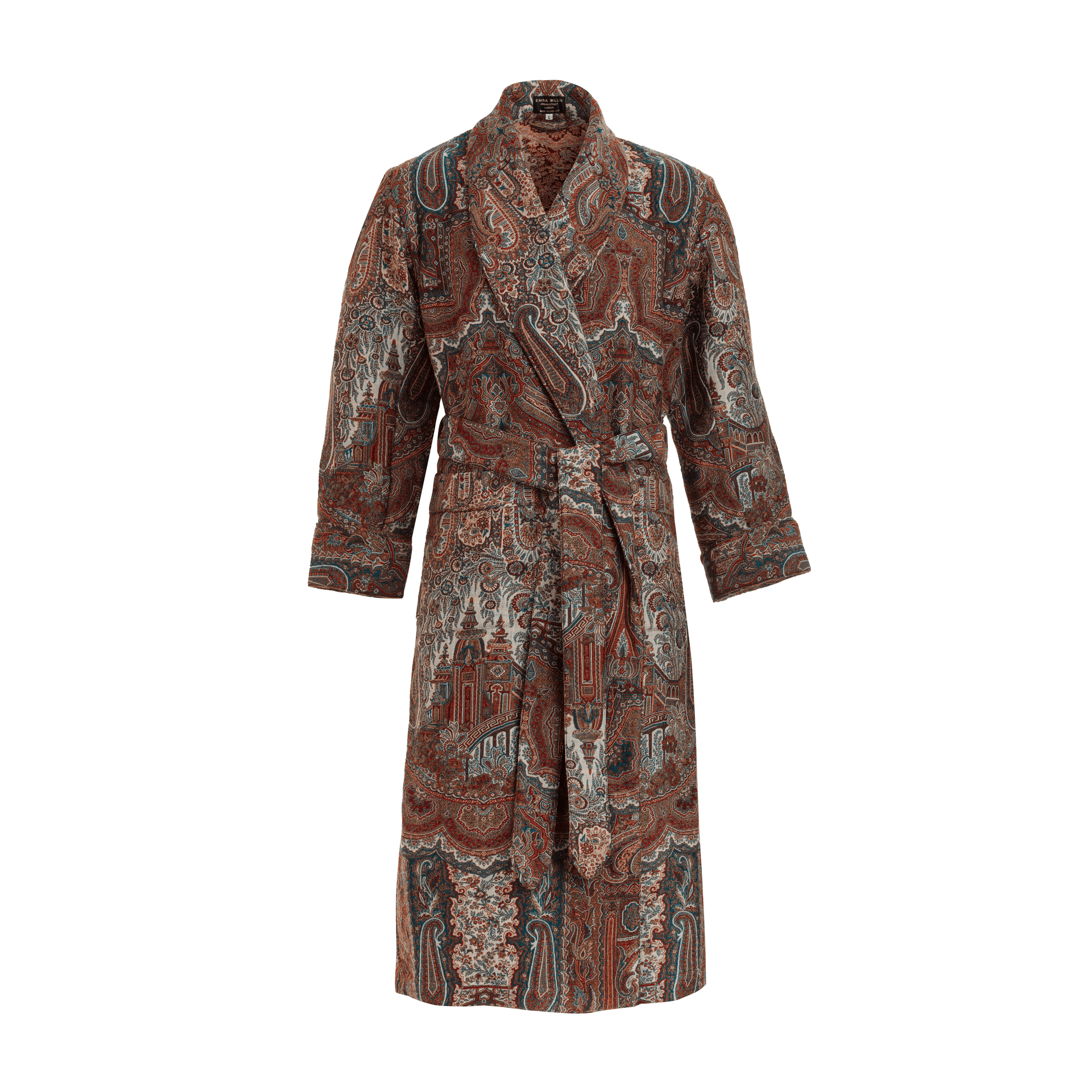 Dragon Fly Paisley Wool Dressing Gown - Small