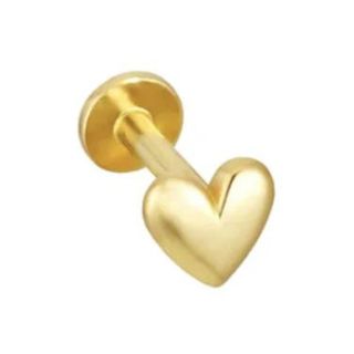 Helix + Conch Amour 14k solid yellow gold heart internally threaded single labret stud earring