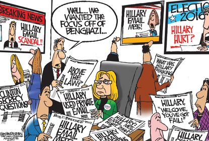 
Political cartoon U.S. Hillary Email press