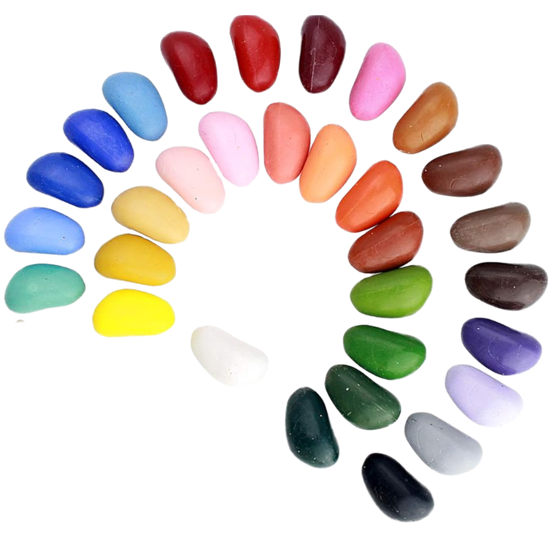 Crayon Rocks - Non-Toxic Children's Soy Wax Crayons [stimulating Pen Grip] -Durable Ecological Chalk in a Muslin Bag - 32 Natural Washable Colors - Drawing on Paper and Fabric