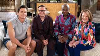 Matt Bomer, Nathan Lane, Nathan Lee Graham and Linda Lavin on the set of Mid-Century Modern