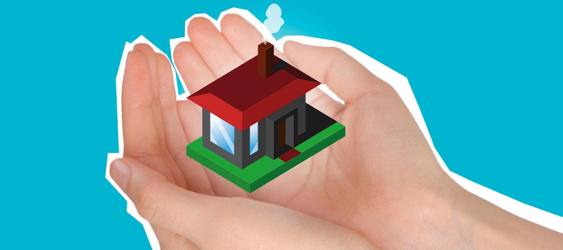 Two hands holding a tiny house to protect home and family online