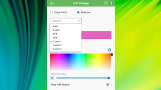 Interface allowing you to adjust the LED setting