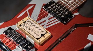 The EVH Wolfgang Shark alnico 2 humbuckers deliver rich, full-bodied tone and high output that hits an amp’s front end hard.