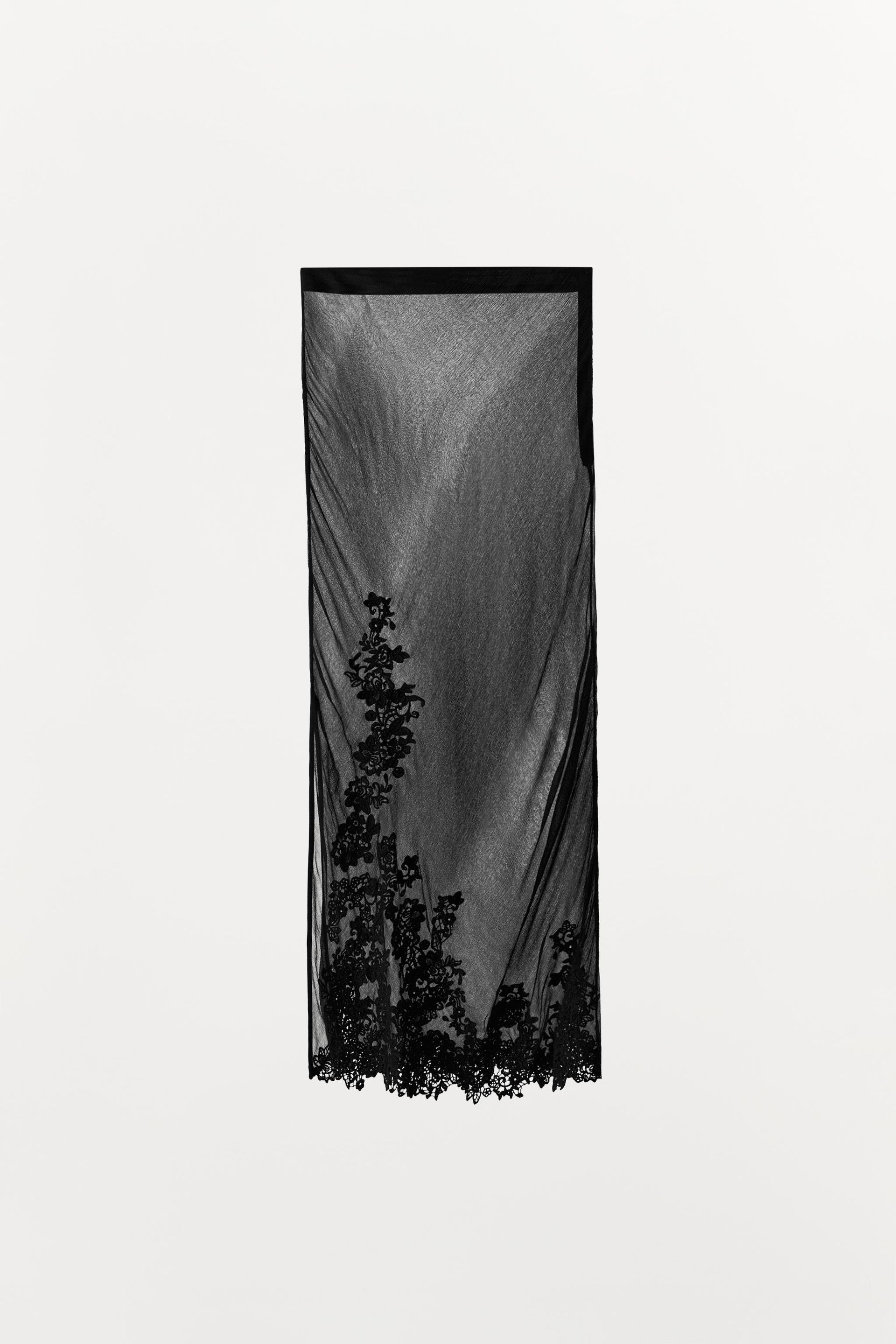 Embroidered Floral Georgette Skirt